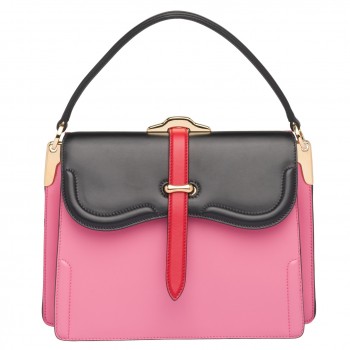 Prada Belle Bag In Pink/Black Calf Leather
