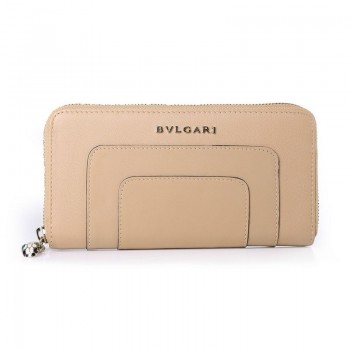Bvlgari Serpenti Original Leather Zipped Wallet Apricot 201301