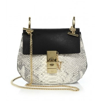 Chloe Drew Small Leather & Python Shoulder Bag Natural