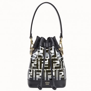 Fendi Black Mon Tresor Mini Bucket Bag In Transparent PU