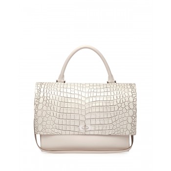 Givenchy Shark Medium Stamped Crocodile Bag White