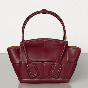 Bottega Veneta Mini Arco 29 Bag In Bordeaux Weave Calfskin