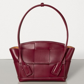 Bottega Veneta Arco 33 Intrecciato Bag In Bordeaux Calfskin
