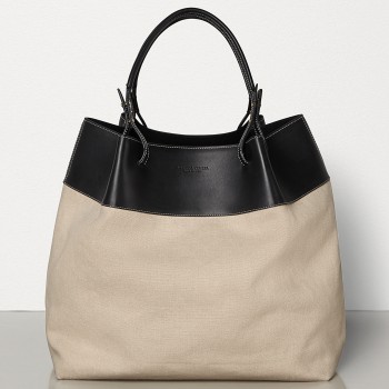 Bottega Veneta Quad Tote In Linen And Calfskin