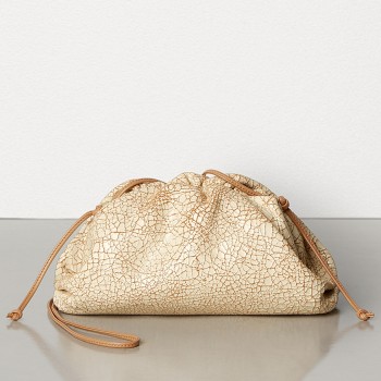 Bottega Veneta The Pouch 20 Clutch In Beige Craquele Leather
