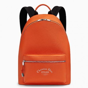 Dior Rider Rucksack Backpack In Orange Calfskin