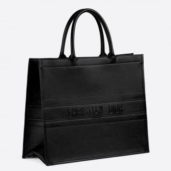 Dior Book Tote In Black Smooth Calfskin