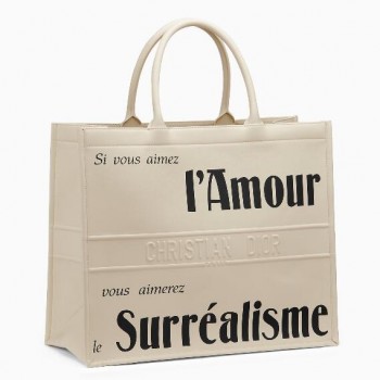 Dior Surrealism Book Tote In White Printed Calfskin