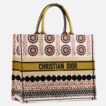 Dior Book Tote Bag In Multicolored Geometric Motif Canvas