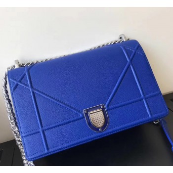 Dior Diorama Flap Bag In Blue Grained Calfskin