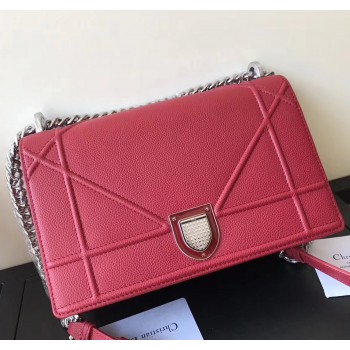 Dior Diorama Flap Bag In Ruby Grained Calfskin