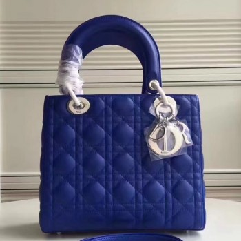 Dior Medium Lady Dior Bag In Blue Lambskin
