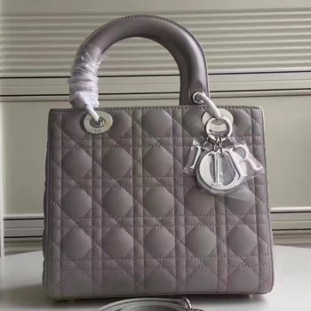 Dior Medium Lady Dior Bag In Grey Lambskin