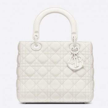 Dior Medium Lady Dior Bag In White Ultra Matte Calfskin