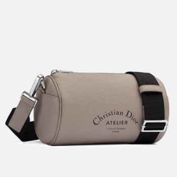 Dior Roller Pouch In Grey Grained Calfskin