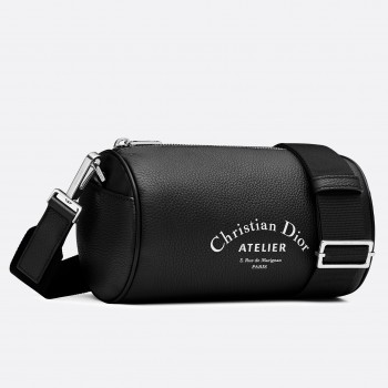 Dior Roller Pouch In Black Grained Calfskin