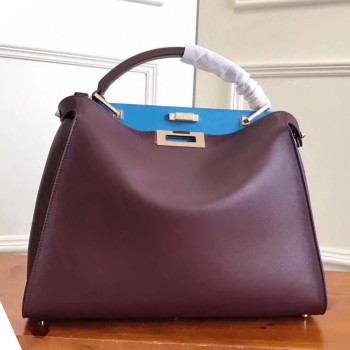 Fendi Peekaboo Essential Bag In Burgundy Calfskin