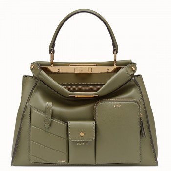 Fendi Peekaboo Pocket Medium Bag In Green Calfskin