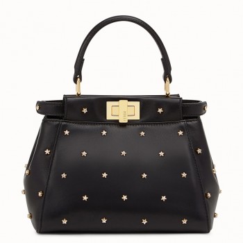 Fendi Peekaboo XS Bag In Black Star Studs Nappa Leather