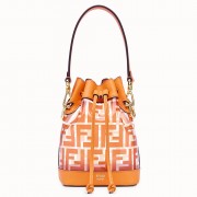 Fendi Orange Mon Tresor Mini Bucket Bag In Transparent PU