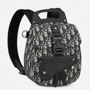 Dior Mini Saddle Backpack In Blue Oblique Jacquard