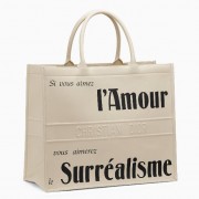 Dior Surrealism Book Tote In White Printed Calfskin