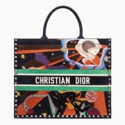 Dior Book Tote In Multicolor Air Element Hand-painted