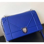 Dior Diorama Flap Bag In Blue Grained Calfskin