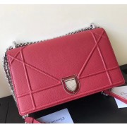 Dior Diorama Flap Bag In Ruby Grained Calfskin