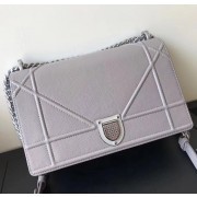 Dior Diorama Flap Bag In Pearl Grey Grained Calfskin