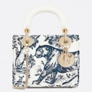 Dior Toile De Jouy Mini Lady Dior Bag With Chain