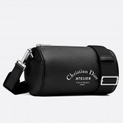 Dior Roller Pouch In Black Grained Calfskin