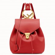 Fendi Red Leather Logo Backpack