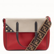 Fendi Flip Regular Tote Bag In Red Calfskin Leather