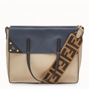 Fendi Flip Large Tote Bag In Beige Calfskin Leather