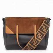 Fendi Flip Large Tote Bag In Black Calfskin Leather