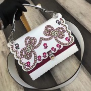 Fendi Ivory Embroidered Kan I Shoulder Bag