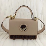Fendi Kan I F Shoulder Bag In Dune Calfskin With Printed FF Logo
