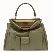 Fendi Peekaboo Pocket Medium Bag In Green Calfskin
