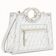 Fendi White Large PU Runaway Shopper Bag