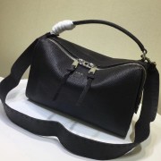 Fendi Lei Selleria Boston Bag In Black Roman Leather