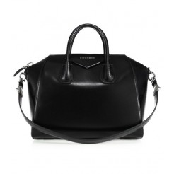Givenchy Antigona Medium Glazed Leather Satchel Black