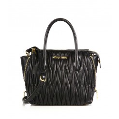 Miu Miu Matelasse Small Zip Tote Black