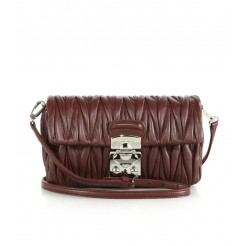 Miu Miu Matelasse Small Leather Crossbody Bag Burgundy
