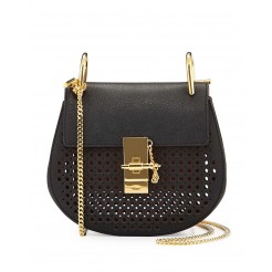 Chloe Drew Perforated Mini Shoulder Bag Black