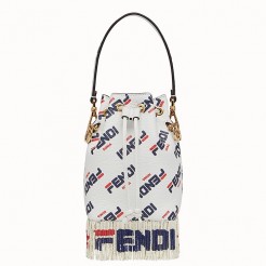 Fendi Logo-printed Fringed Mon Tresor Mini Bucket Bag