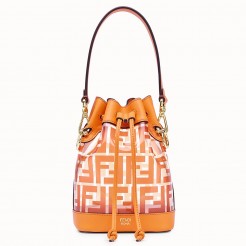 Fendi Orange Mon Tresor Mini Bucket Bag In Transparent PU