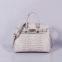 Hermes Birkin 30cm Crocodile Leather Bag With Strap Himalaya Gold