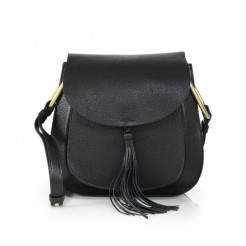 Chloe Hudson Medium Tasseled Leather Crossbody Bag Black