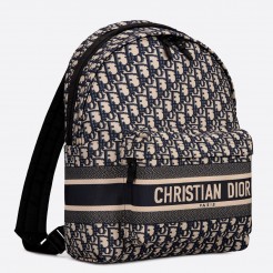 Dior Diortravel Backpack In Blue Oblique Technical Canvas
